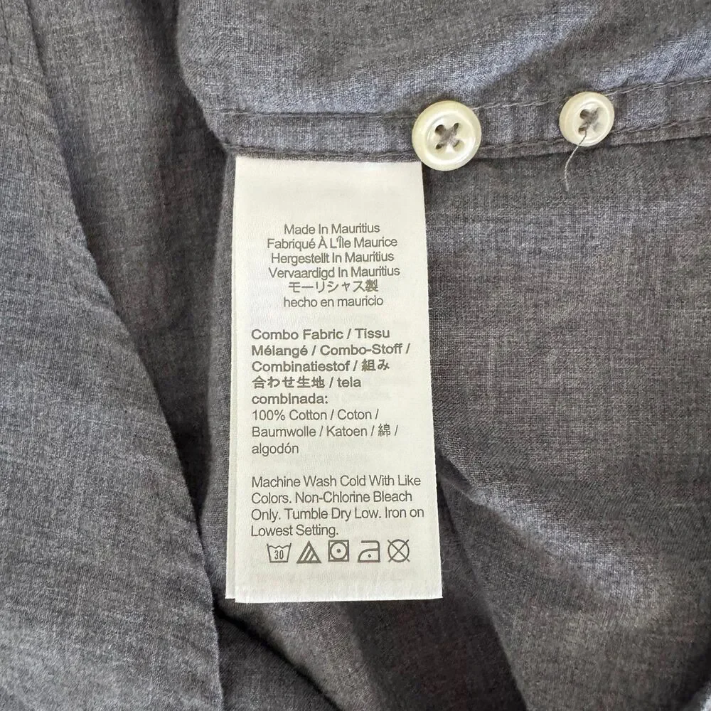 J. Crew Men's Slim Secret Wash Cotton Poplin Shirt in Smoky Slate Size Large